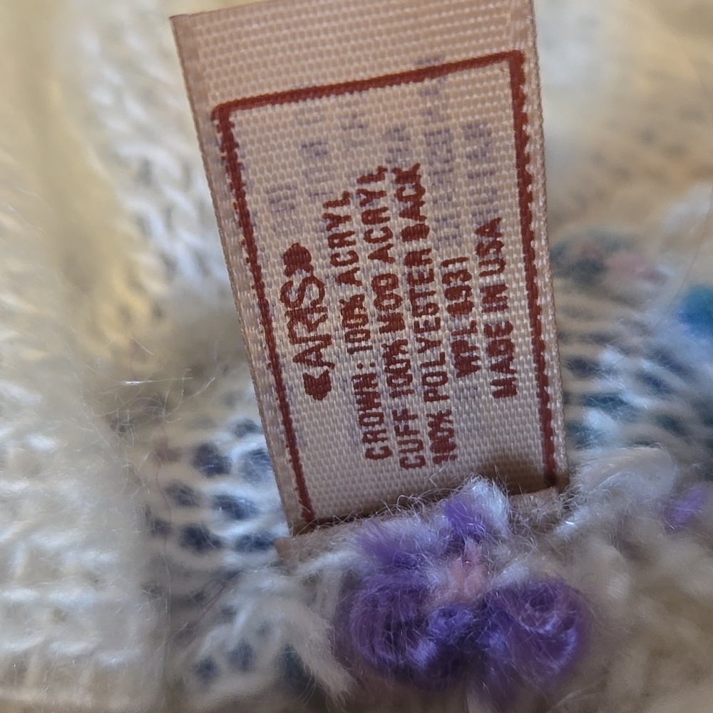 New Vintage Aris Isotoner Snowflake Pattern Knit Thermal Faux Fur Hat - Picture 8 of 9